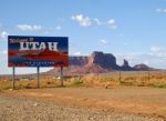 Welcome To Utah Sign Monument Valley