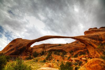 Landscape Arch Under Cloudy Skies