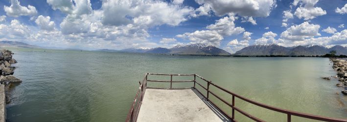 Panorama Of Fising Pier Utah Lake