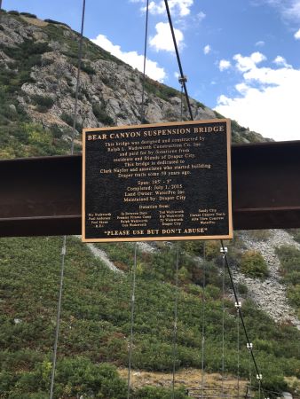 Bear Canyon Suspension Bridge Sign