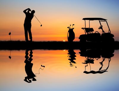 Golfer at Sunset