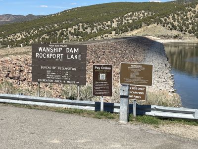 Rockport Lake Sign and Dam