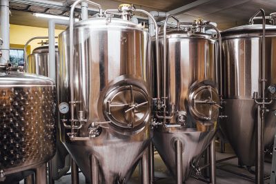 brewing equipment in a microbrewery